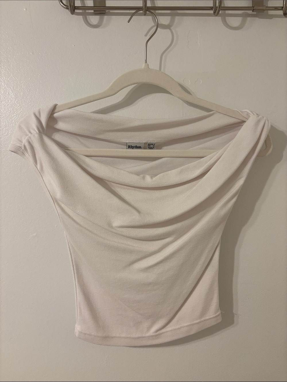 Rhythm. White Off-Shoulder Drape Top
